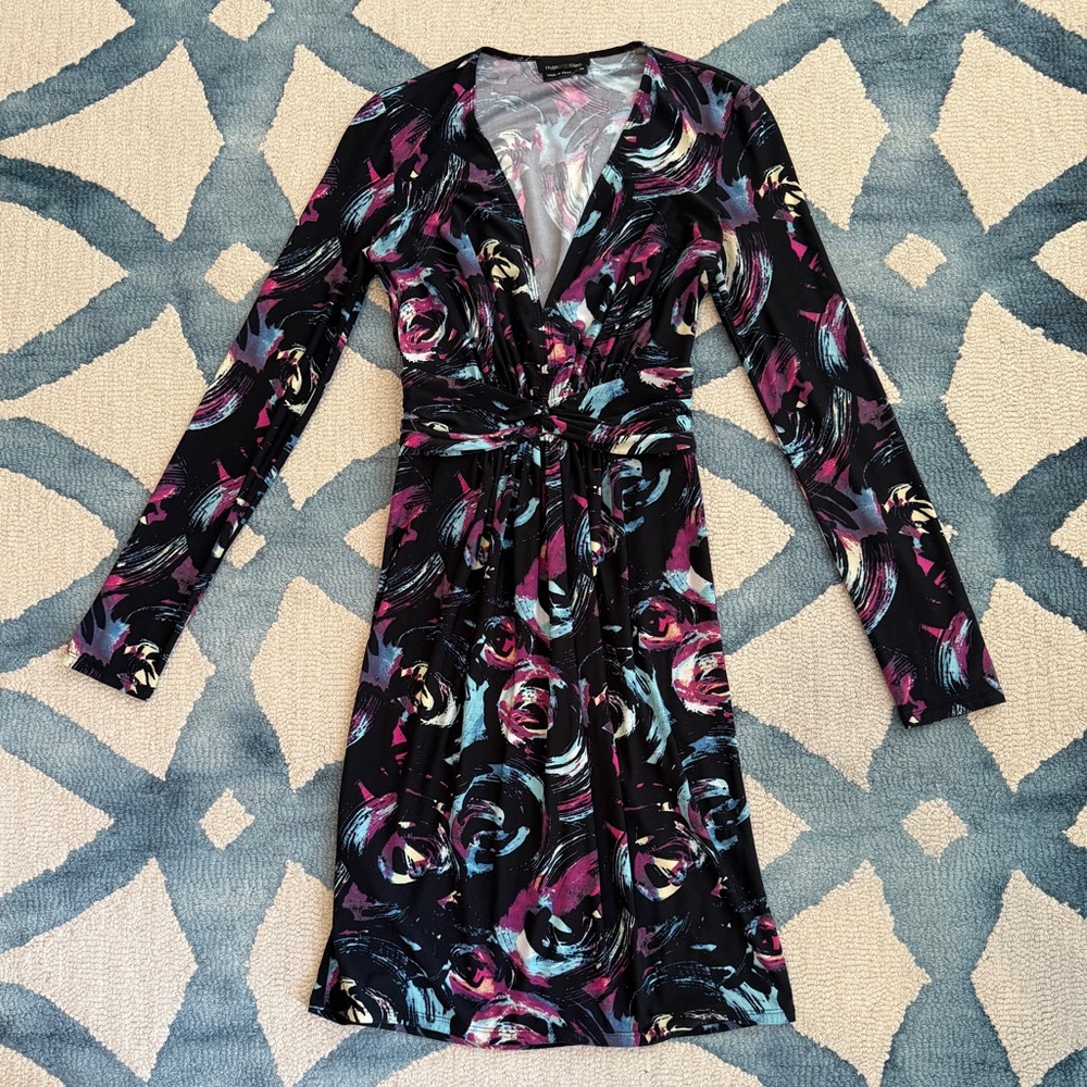 Max & Cleo Black and Pink Long Sleeve Dress
